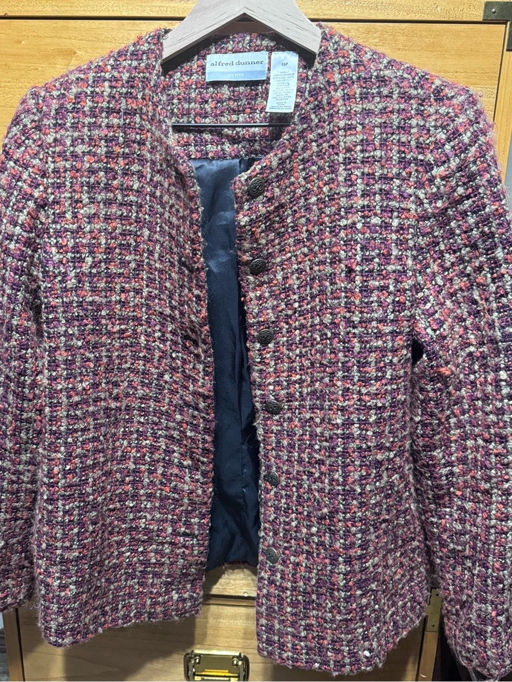 Alfred Dunner Multi Tweed Collarless Blazer